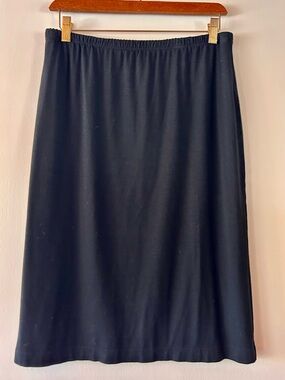 Classic J Jill Ponte Black Elastic-Waist Midi Skirt Travel Hangs Beautifully